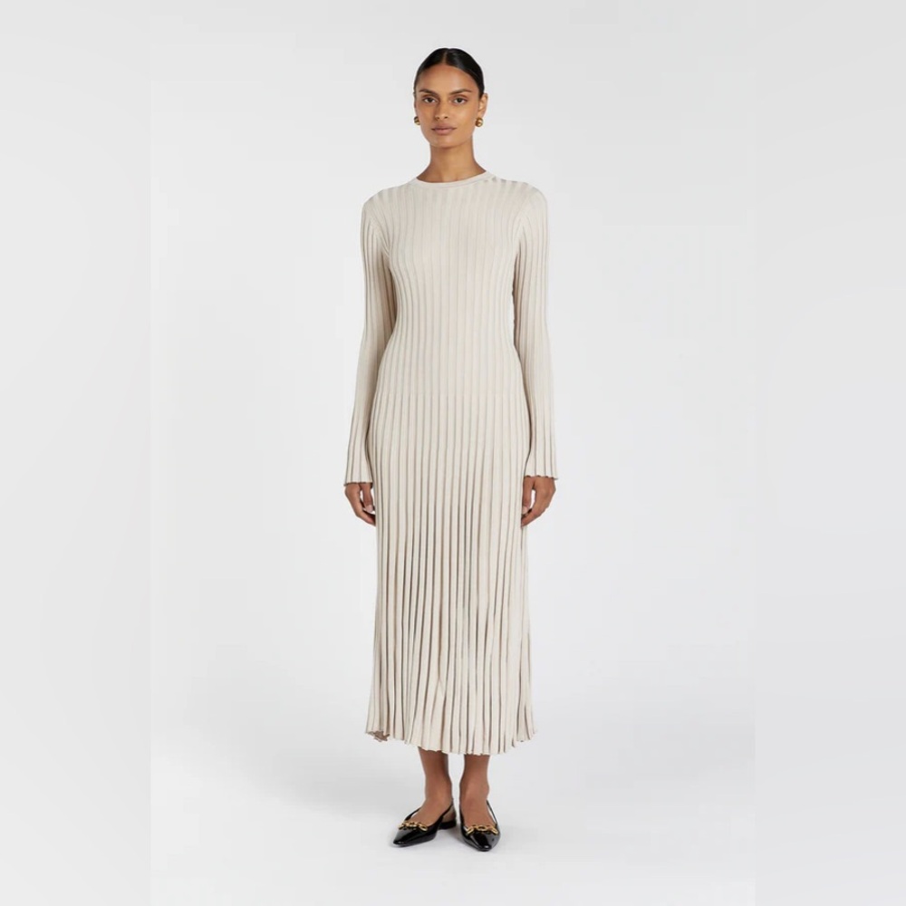 DISSH ADA STONE LONG SLEEVE MIDI DRESS